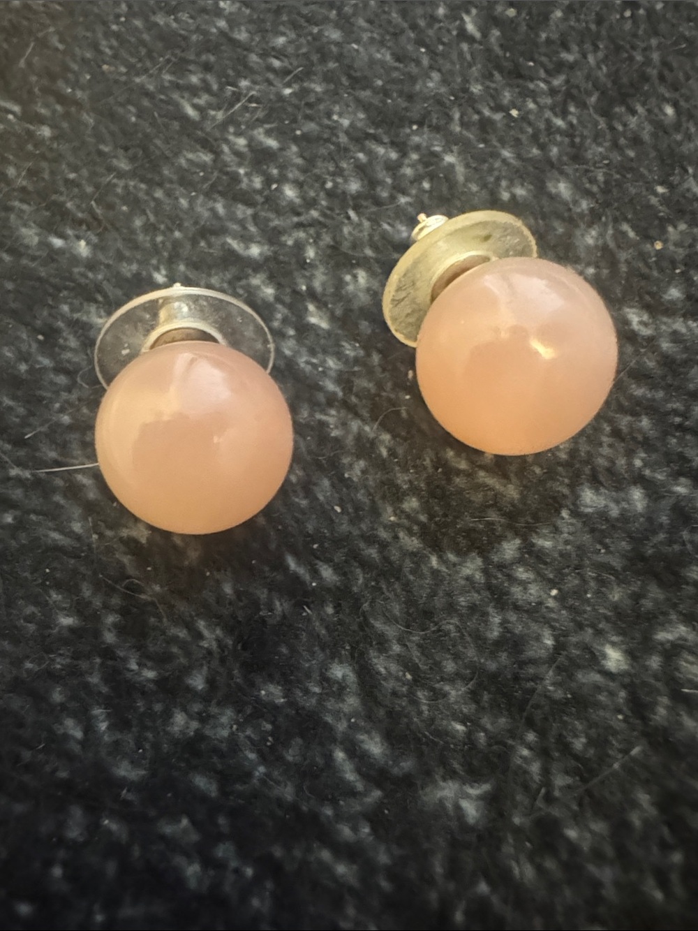 Peach Round Stud Earrings — Soft Peach Resin Accent